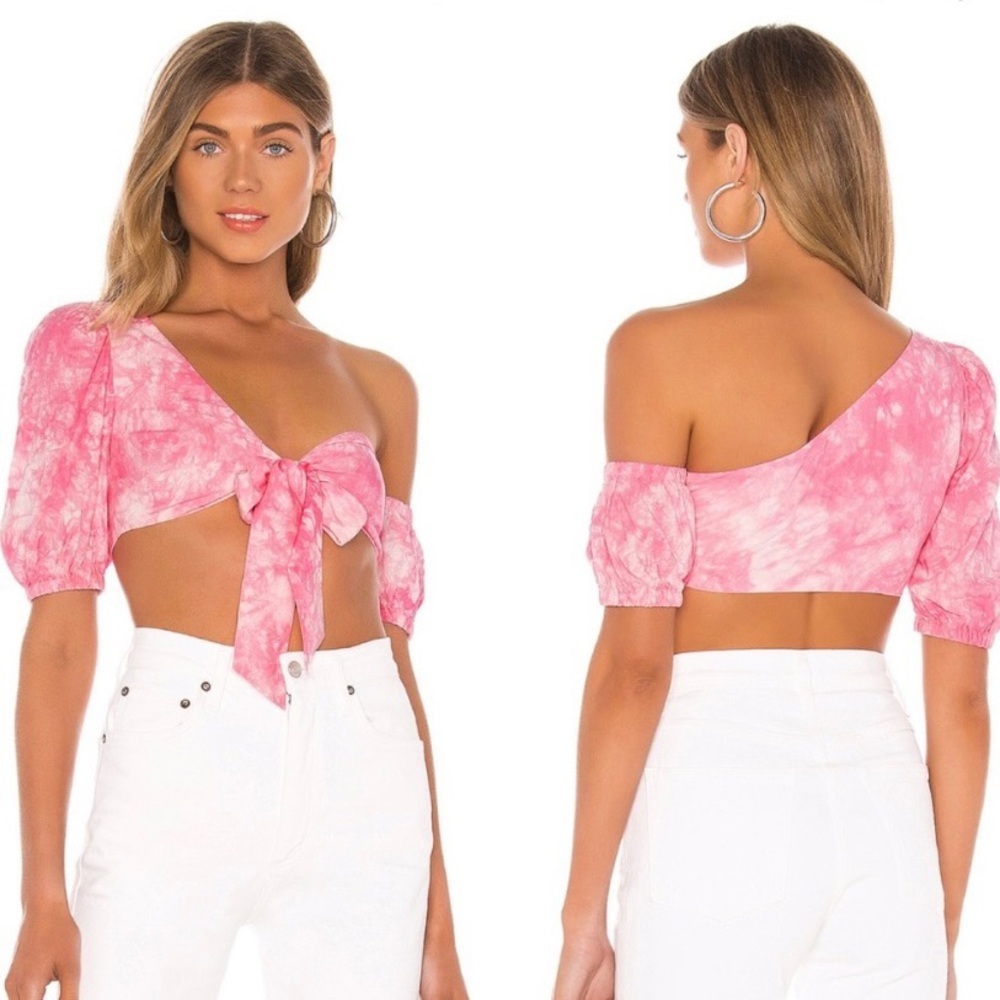 Majorelle Revolve Alyssa Crop Top Pink Tie Dye